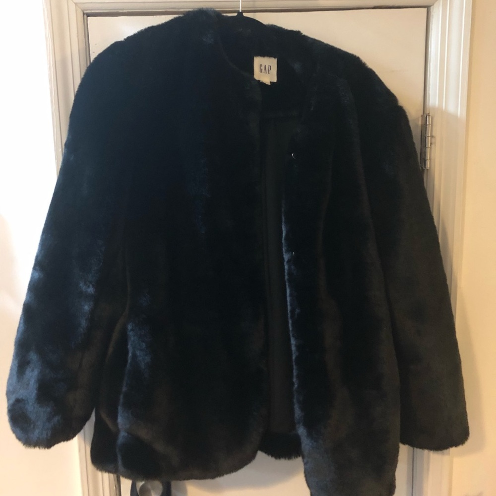 Gap Black Faux Fur Jacket